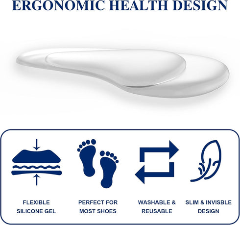 Arch Support,Soft Gel Insole Pads,High Heel Inserts,Reusable Arch Cushions Best for Flat Feet and Plantar Fasciitis,High Arch Pain Relief,for All ...