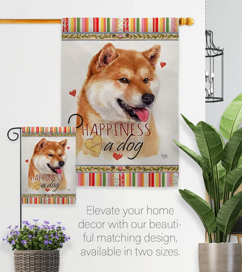 Breeze Decor Sesame Shiba Inu Happiness Garden Flag Dog Puppy Spoiled Paw Canine Fur Pet Nature Farm Animal Creature House Decoration Banner Small...