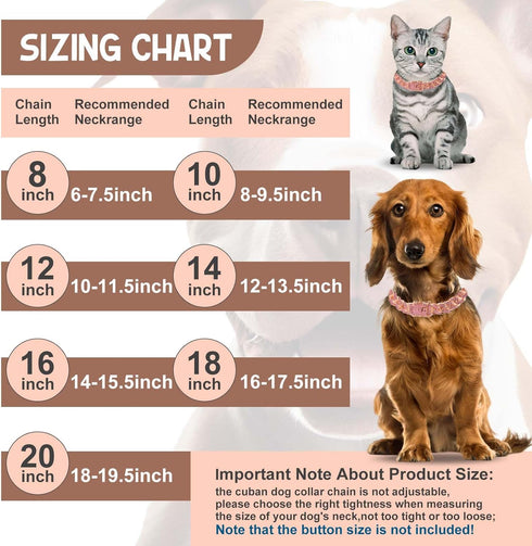 Dog Chain Collar Diamond Link Dog Collar Walking Dog Necklace Metal Cat Chain with Secure Buckle Pet Crystal Collar for Small Medium Large Dogs Ca...