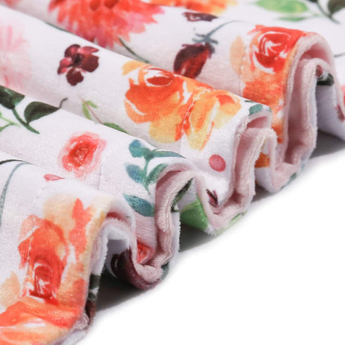 BORITAR Baby Blanket for Girls Super Soft Double Layer Minky with Dotted Backing, Receiving Blanket with Elegant Floral Multicolor Printed Blanket...