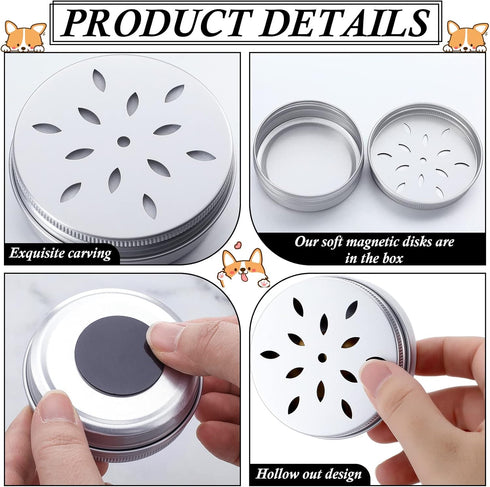 Oudain 12 Pack Dog Scent Work Tins, Dog Scent Training Box, Dog Nose Metal Container with 12 Magnetic Dots, Dog Scent Training Kit Smell Training ...