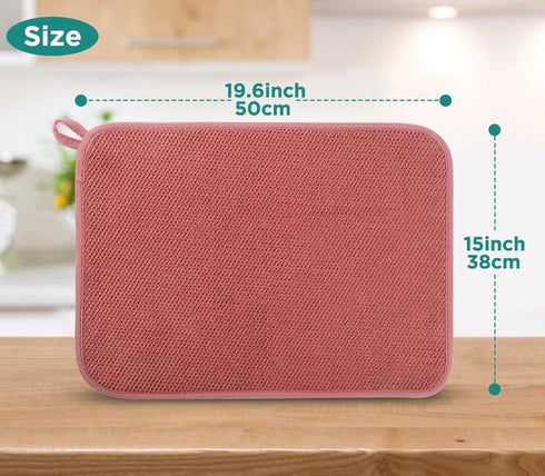 GeeRic Microfiber Dish Drying Mat, Super Absorbent Kitchen Dish Drying Pad, Reversible for Countertop, 15*20 inch Red...
