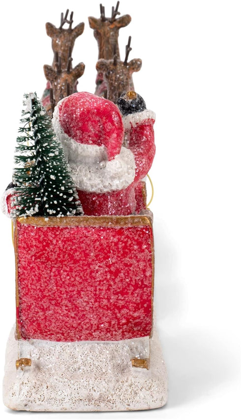 Transpac Y3954 Imports Reindeer Santa Sleigh Figurine, 14.5-inch Length, Resin, Multicolor...