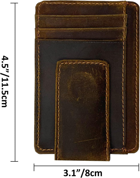 Money Clip RFID Front Pocket Wallet Men Leather Slim Minimalist Wallet...