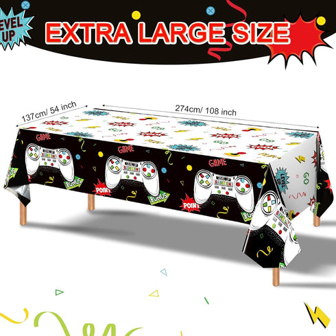 Tatuo 3 PCS Video Game Table Cover Video Game Birthday Decoration Game Theme Plastic Table Cloth Party Supplies for Boys Girls Kids Player Geek Pa...