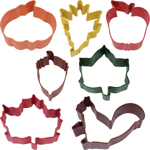 R&M International Autumn Leaf Cookie Cutters, Acorn, Ivy, Apple, Oak, Pumpkin, Maple, Squirrel, 7-Piece Set...