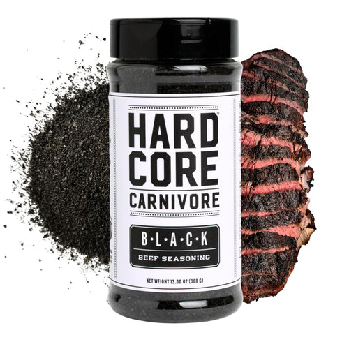 Hardcore Carnivore Black: Activated Charcoal Meat Seasoning Rub (13 oz Shaker) Texas-Made, Blend for Steak, Brisket, Burgers, BBQ, Grilling and Sm...