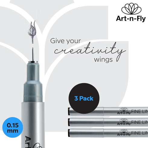 Art-n-Fly Ultra Fine Tip Micro Pen 003 - Black Ink Fineliner Pens | Waterproof, No Bleed & Quick-Dry Fine Point Pens with Japanese Archival Pigmen...
