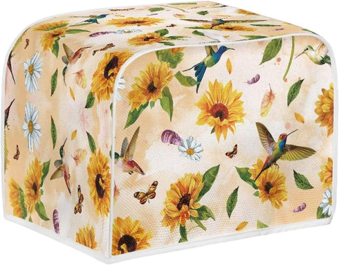 Hummingbird Sunflower Print 4 Slice Toaster Covers Daisy Butterfly Print Bread Maker Cover Kitchen Appliance Bread Machine Toaster Cover, Long Slo...