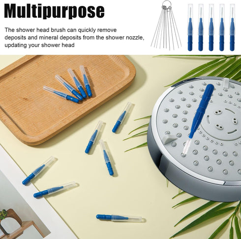 10pcs Shower Head Cleaning Brush, Small Cleaner Tool Hole Cleaning Brush with 10 Stainless Steel Pin Picks Gap Hole Anti-Clogging Cleaning Brush f...