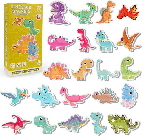 Fridge Magnet for Toddlers 1-3 - Cute Dinosaur Refrigerator Magnets for Kids Full Back Magnetic Dinosaur Toys Educational Preschool Learning Toy B...