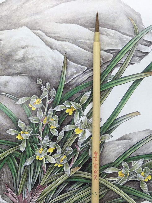 Hu Brush Scriptliner Brush for Traditional Chinese Elaborate-style Painting (Gongbi) and Outlining Inking the lines White Hare Hair LMS (Wesel hai...