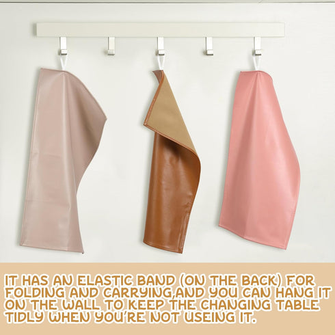 3 Pcs Leather Portable Changing Pad Wipeable Travel Changing Pad Foldable Changing Mat for Baby and Small Toddler...