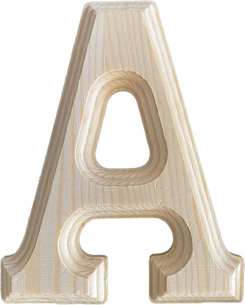 Pine Wood Beveled Wooden Alphabet Letters for Arts & Crafts, Decorations and DIY (A)...