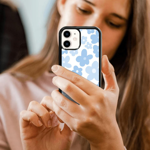 Light Blue Flower Phone Case Compatible with iPhone 11 6.1 Inch - Shockproof Protective TPU Cute Blue Floral iPhone Case Designed for iPhone 11 Ca...