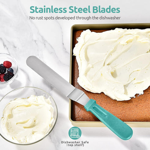 Icing Spatula, U-Taste Offset Spatula Set with 6", 8", 10" Blade, 18/0 Stainless Steel with PP Plastic Handle Angled Cake Decorating Frosting Spat...