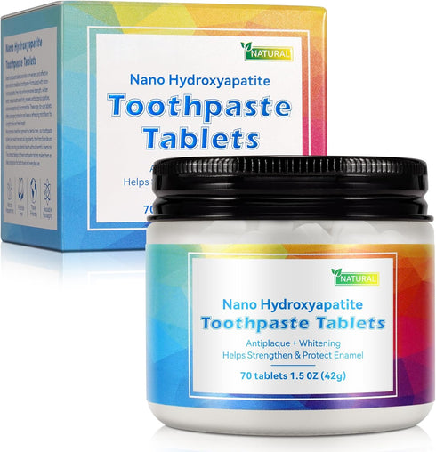 Toothpaste Tablets, Nano Hydroxyapatite Toothpaste| Travel Mouthwash Tablets| Natural Fluoride Free & Eco Peppermint Chewable Toothpaste Tablet fo...