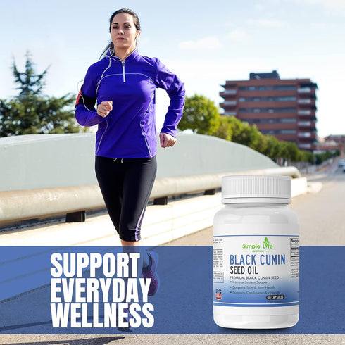 Organic Black Cumin Seed Capsules - Support Cardiovascular and Respiratory System - Cold Pressed Nigella Contains Thymoquinone Powerful Antioxidan...