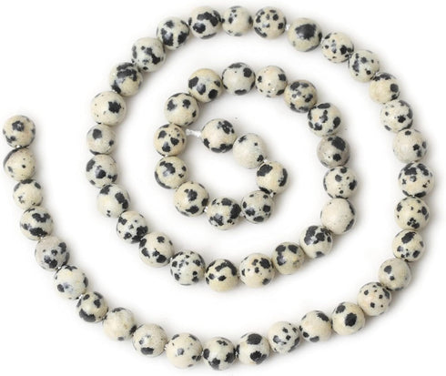 60PCS 6mm Natural Dalmatian Stone Round Loose Beads for Jewelry Making DIY Findings 1 Strand 15"...