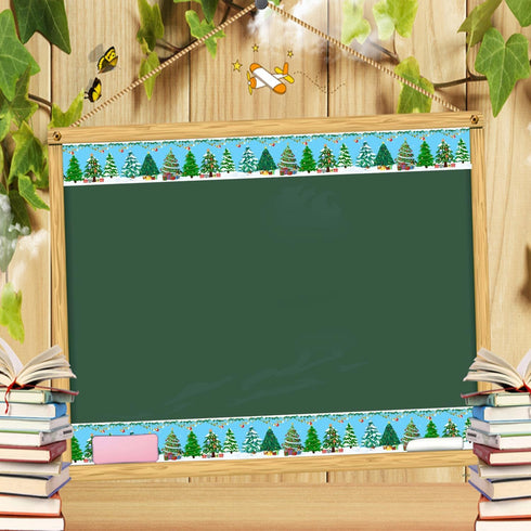 Winter Bulletin Board Decoration Holiday Christmas Tree Trim Border 36 ft Pine Trees Woodland Bulletin Board Borders - Xmas Cutouts Bulletin Board...