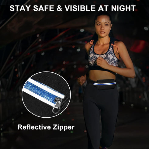 2 Pack Running Belt Fanny Packs for women and men,Belt Bag for Hiking Cycling Workout,Reflective Fanny Packs for Men Runners Belt Compatible with ...