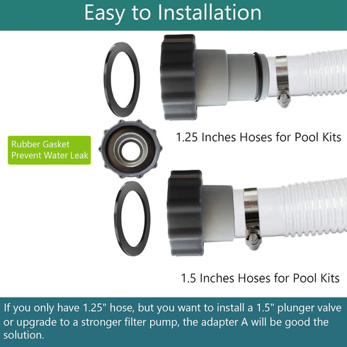 Pool Hose Adapter 1 1/4 to 1 1/2 Pool Hose Adapter 1.25 to 1.5 Pool Hose Adapter 1 1/2 Pool Hose Adapter 1 1/4 Hose Adapter Pool 1.5" and 1.25" Ty...