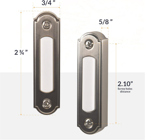 Newhouse Hardware LED Lighted Metal Door Chime Push Button (Satin Nickel) | Surface Mount Lighted Door Bell Button | Replacement Wired Doorbell Bu...