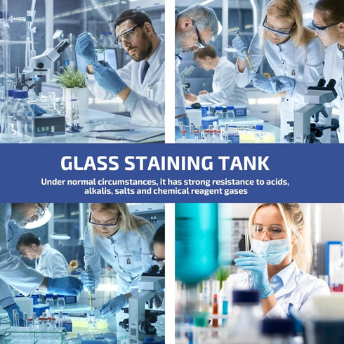 iplusmile Glass Staining Jar, Fits up to 5 Slides, 4.13" Tall, Scientific Laboratory Staining Jar 5- Slide Glass Staining Jar with Cover Lab Micro...