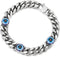 COOLSTEELANDBEYOND Classic Stainless Steel Curb Chain Bracelet with Evil Eye Charms, for Men, Silver Color...