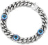 COOLSTEELANDBEYOND Classic Stainless Steel Curb Chain Bracelet with Evil Eye Charms, for Men, Silver Color...