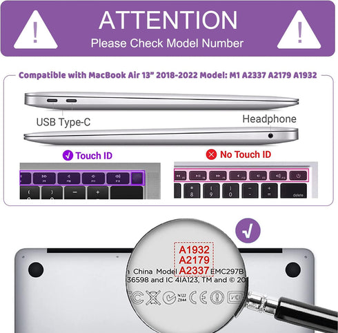 Anban Compatible with MacBook Air 13 inch Case 2022 2021 2020 2019 2018 M1 A2337 A2179 A1932, Glitter Plastic Hard Shell+Keyboard Cover+Screen Pro...