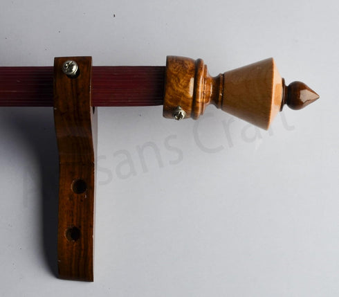 Handmade Wooden Curtain Rod Brackets with Round Finials for Curtains, Natural Rosewood, Home Accessories | Window Treatment | Drapes...