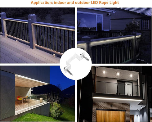 100 Pack led Rope Light mounting Brackets Outdoor Rope Light Fixing Clips Suit for 14-15mm Width Rigid Rope Light Holder with 202PCS Screws...