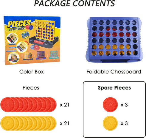 4 in a Row Game - 6 Spare Discs Included, Board Games Toys for Kids, Classic Four in a Row and Family Fun Games for Ages 3 4 5 6 7 8 12 Year Old B...