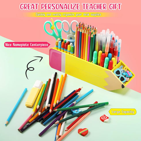 Containlol Teacher Appreciation Gifts Teacher Name DIY Pencil Holder Pencil Shape Pencil Organizer Teachers' Day Teacher Birthday Supplies for Wom...