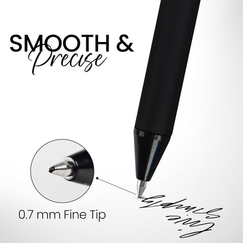 Loddie Doddie Black Gel Pens for Journaling and Note Taking - 12 Pack, 0.7 mm Medium Point Smooth Writing Retractable Pens, No Bleed Non Smudge...