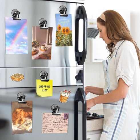 60 Pack Fridge Magnets Refrigerator Magnets, Black Magnetic Clips Whiteboard Magnets, Magnetic Clips Heavy Duty, Clip Magnets for Photo Displays, ...
