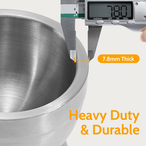 Mortar and Pestle, Sopito 18/8 Stainless Steel Spice Grinder Pill Crusher with Lid for Crushing Grinding Ergonomic Design with Anti Slip Base and ...
