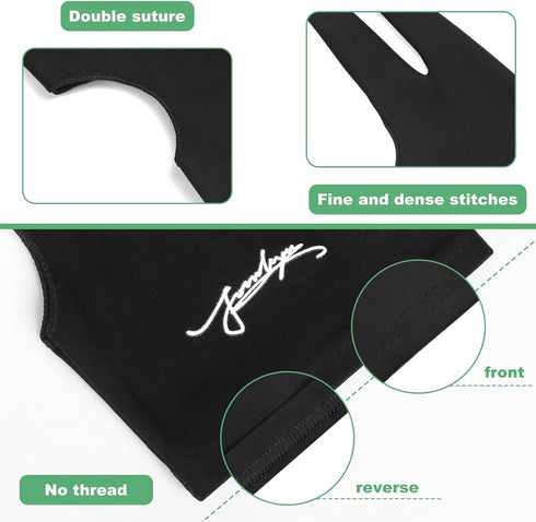 Digital Drawing Glove Right Hand for ipad, Paper Sketching,2 Pack Artist Glove for Drawing Tablet,Two Finger Art Glove Left Hand,Smudge Guard,Smal...
