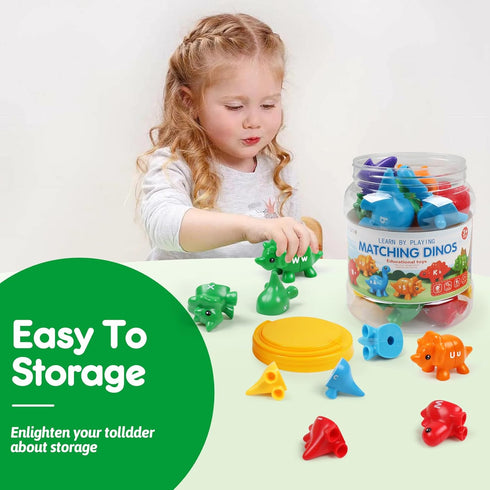 Matching Letters Dinosaur Toy, Double-Sided ABC Letters Dinosaur Match Game Preschool Fine Motor Toy with Uppercase Lowercase Alphabet, Educationa...