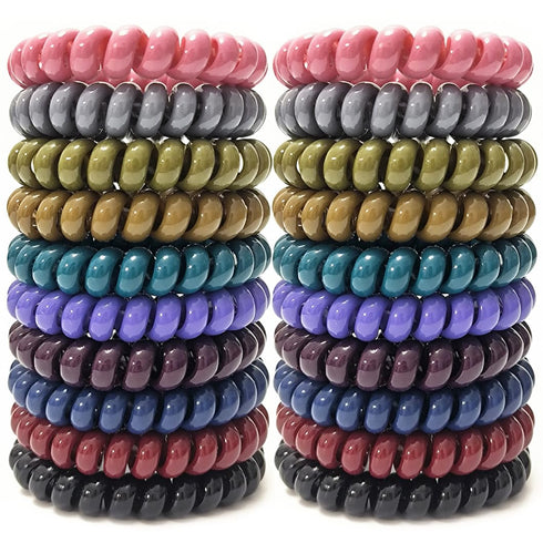 No Crease Coil Hair Ties 20 Pieces Traceless Spiral Hair Ties No Damage Phone Cord Hair Ties Elastics Hair Coils Plastic Hair Bands Spiral Bracele...
