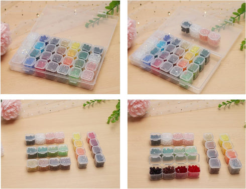 112 Slots 4 Pack 28 Grids Plastic Organizer Box Clear Beads Storage Container Jewelry Case for Art DIY Crafts, Nail Diamonds,Jewelry, Painting...