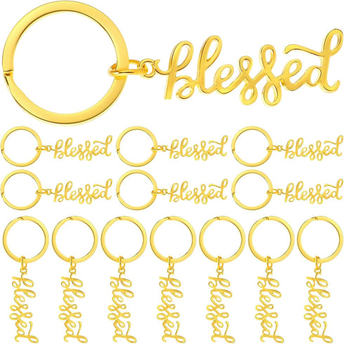 Spakon 25 Pcs Blessed Christian Keychains Bulk Church Gifts Religious Bible Verse Key Chain for VBS Sunday School Gifts (Blessed)...