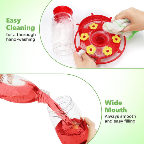 Hummingbird Feeder, Hummingbird Feeders for Outdoors Hanging ant and Bee Proof, Humming Birds Feeders for Outside, Plastic Hummingbird Feeder, Hum...