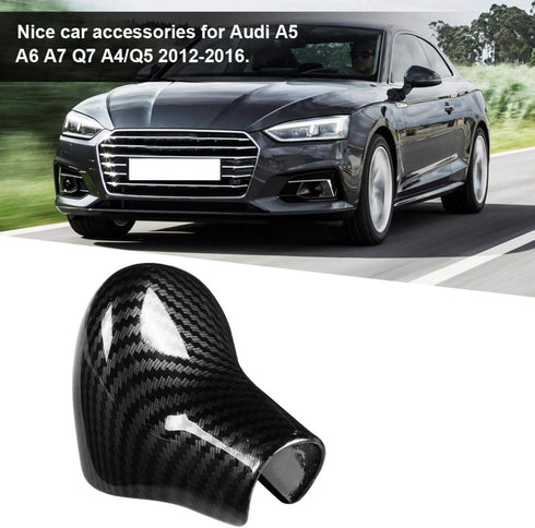 Fydun Gear Shift Knob Car Carbon Fiber Interior Shift Knob Cover Trim Shift Knob Cover Handbrake Grip Interior Decor for A5 / 2012-2016...