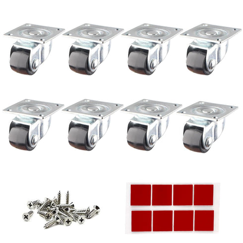Mini Caster Wheels 0.5 Inch Low Profile Nylon Tiny Swivel Casters, Steel Top Plate Self Adhesive Caster Wheels for Small Appliances, Furniture, To...
