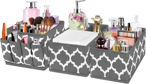 homyfort Small Makeup Storage Organizer Bins,Fabric Dresser Top Organizers and Storage for Vanity Bathroom Countertop,Skincare Organization,Cosmet...