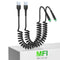 Coiled iPhone Car Charger Cord 2 Pack, Apple Carplay Compatible & MFi Certified, Short USB to Lightning Cable with Data Transmission and LED, Retr...