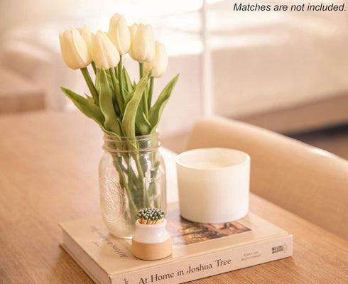 Demi's Home Match Striker - Set of 2 - White - (Matches Not Included) - Ceramic Match Holder with Striker...