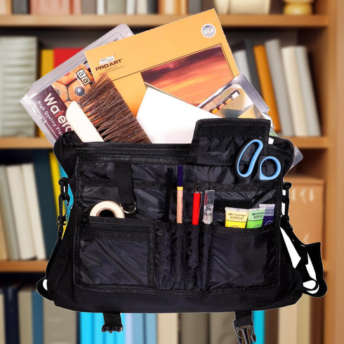 Pro Art, 15-inch x 12-inch x 2-3/4-inch Art Supply Messenger Bag, Black...